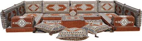 Miniatura 20 de arabicsofa Cojines de piso árabe en forma de U – Sofá tradicional Majlis con sofá otomano