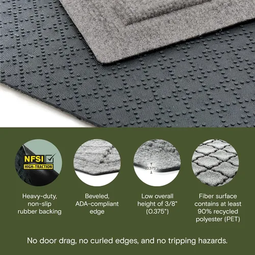 Miniatura 3 de Bungalow Flooring Waterhog - Tapete para puerta, 4 x 6 pies, fabricado en Estados Unidos, duradero y decorativo, antideslizante, interior/exterior