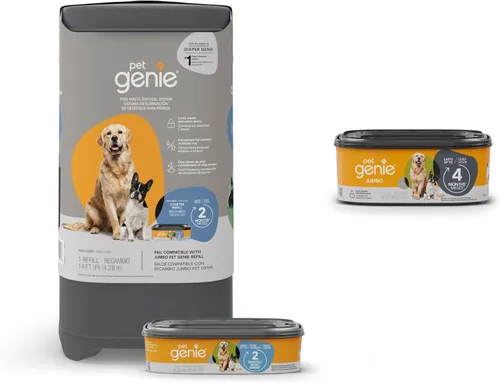 Pet Genie Pail | Sistema de eliminación de desechos de perros para control de olores con 1 repuesto de inicio (14 pies) + 1 paquete de repuesto Pet