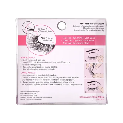Miniatura 11 de KISS - Pestañas postizas de la colección LuXtensions Lash Couture, tecnología de pestañas planas, banda de pestañas súper delgada, fibras