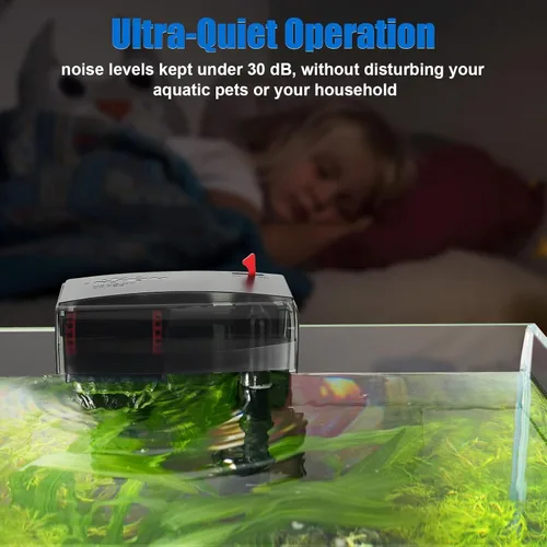 Miniatura 5 de AQQA Filtro de acuario de 10 a 30 galones con potencia de rueda biológica, filtro de acuario para colgar en la parte posterior, filtro de placa