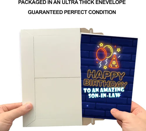 Miniatura 5 de Tarjeta de cumpleaños de Prime Greetings para yerno, fabricada en Estados Unidos, ecológica, cartulina gruesa con sobre premium 5in x 7.75in
