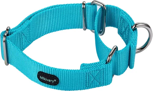 Miniatura 8 de Mikivery Martingale - Collar de nailon ajustable y de entrenamiento de seguridad, colorido y cómodo, con hebilla de metal, collares para mascotas