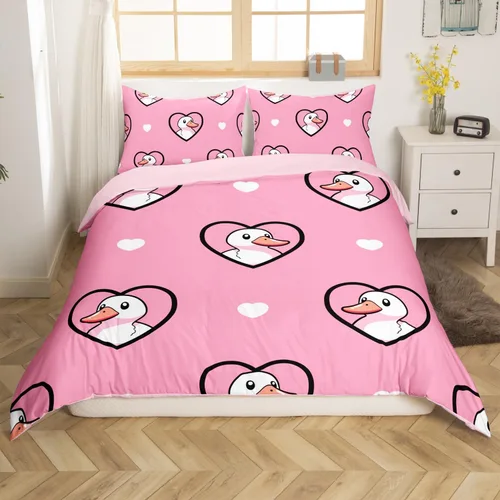 Miniatura 28 de Erosebridal Funda de edredón para niños y niñas, diseño de pato amarillo, diseño de patos de dibujos animados, juego de ropa de cama de animales