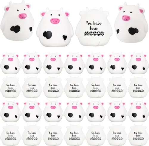 Miniatura 8 de Cholemy Juego de 50 mini vacas de goma Moo Cows regalo de auto de graduación a granel You Have Been Mooed divertido para figuras de juego