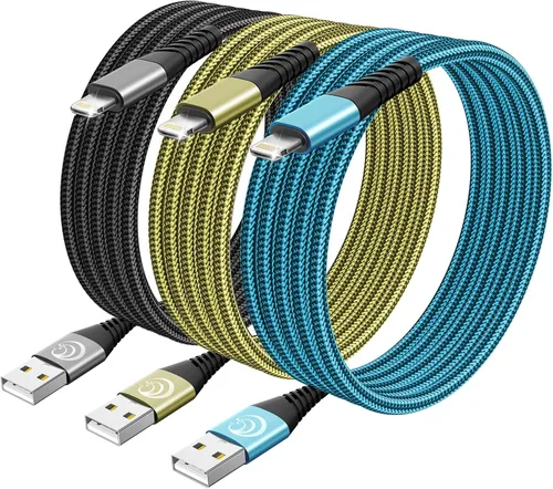 Miniatura 9 de Cargador para iPhone [certificado Apple MFi] Paquete de 2 cables Lightning de 10 pies de largo, cable de carga rápida de nailon trenzado