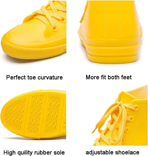 Miniatura 4 de DKSUKO Botas de lluvia para mujer, impermeables, con cordones, antideslizantes, para jardín