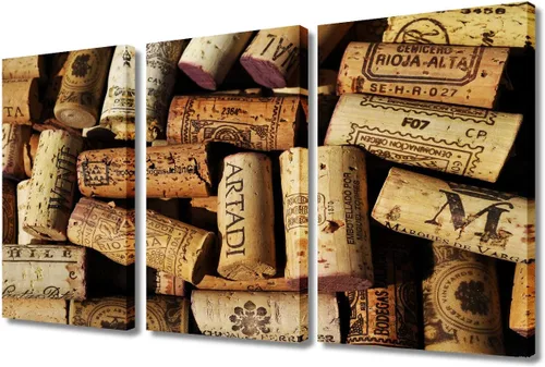 Miniatura 95 de Obra de arte para paredes del hogar, 3 paneles de letras de vino tinto, pinturas de corcho, impresiones HD, arte de pared de corcho de vino sobre
