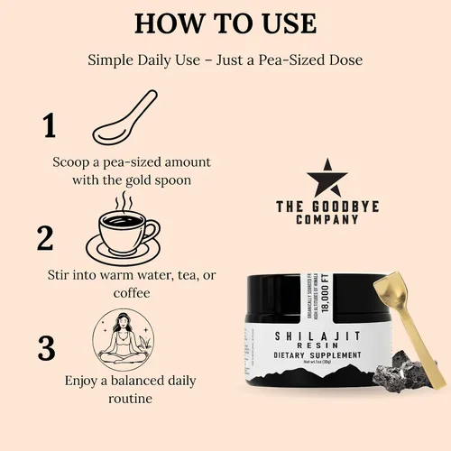 Miniatura 5 de The Goodbye Company Resina pura Shilajit – Orgánica con más de 85 oligoelementos y ácido fúlvico puro; para hombres y mujeres, impulso de energía