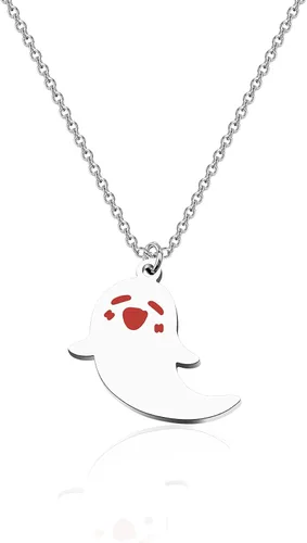 WUSUANED Lindo collar de fantasma Hu Tao con forma de fantasma, joyería de Halloween, cosplay, regalos para los amantes del anime del juego, Acero