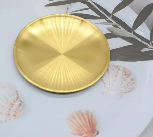 Miniatura 5 de 6 Piezas Bandejas Circulares para Baratijas de 5.5 Pulgadas, Acero Inoxidable Dorado, para Bandejas de Servir Almacenamiento de Toallas Plato