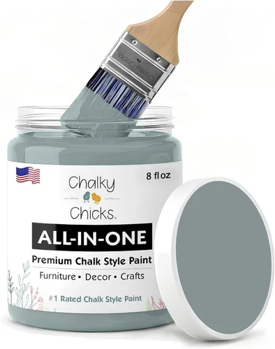 Miniatura 100 de Chalky Chicks - Pintura mate a la tiza, no requiere lijado, 4 onzas líquidas, color gris oscuro (Gun Metal Gray), para muebles, pintura sin Gris