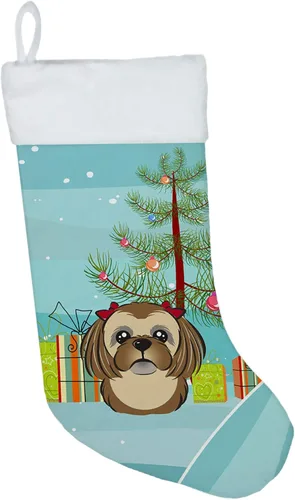 Miniatura 47 de Caroline's Treasures BB1590CS Árbol de Navidad y Alaskan Malamute Calcetines de Navidad para colgar en la chimenea, decoración de fiesta de Navidad