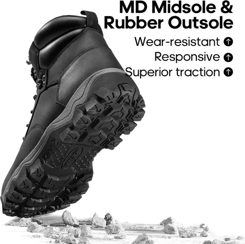 Miniatura 4 de NORTIV 8 Botas de senderismo para hombre, impermeables, a medio tobillo, botas de trekking para exteriores, botas de senderismo de cuero