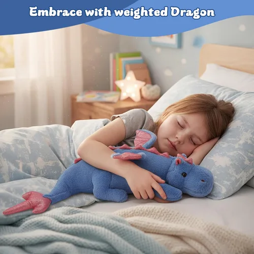 Miniatura 2 de YOUBLEK Animales de peluche con peso de 27.5 pulgadas, 2 libras, lindo dragón de peluche, juguete de dinosaurio con peso para niños y adultos