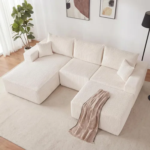 Miniatura 37 de Sofá modular de 108 pulgadas, sofá modular de nube con asiento profundo, moderno sofá modular en forma de L con diván, sofás tapizados sin hueso