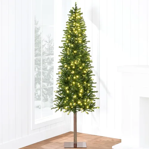 Best Choice Products - Árbol de Navidad delgado tipo lápiz de 6 pies, preiluminado, modelo alpino, decoración para fiestas navideñas, con luces LED,