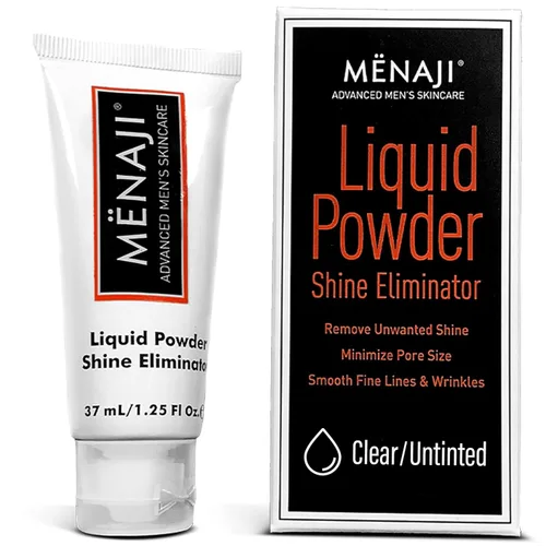 Mænaji - Eliminador de brillo líquido en polvo | Polvo antibrillo para hombres | Eliminador de aceite facial | Suaviza líneas finas y arrugas |