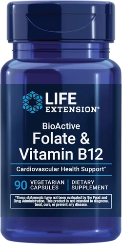 Life Extension BioActive Folato y Vitamina B12 – Para la salud del corazón, cerebro y tracto gastrointestinal – Promueve el crecimiento de las