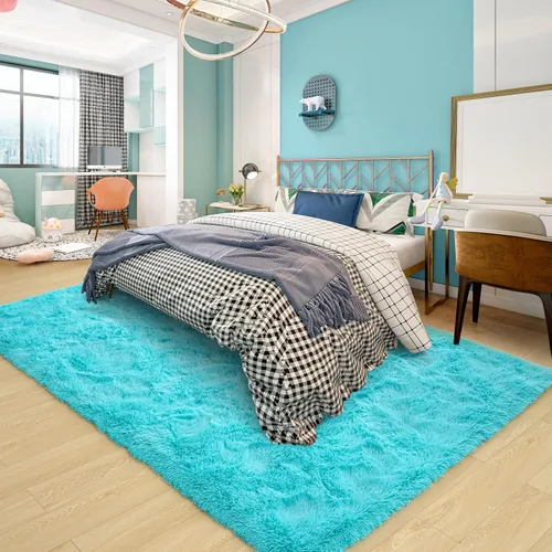 Miniatura 2 de Alfombras ultrasuaves y esponjosas para dormitorio, de 5 x 8 pies, alfombras de área de pelo largo para sala de estar, alfombra peluda grande