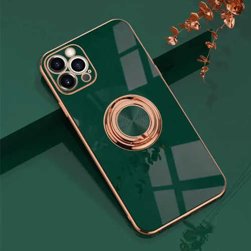 Miniatura 24 de Compatible con iPhone 11 Kickstand, anillo de rotación de 360 grados integrado con borde de oro rosa brillante que funciona con soporte magnético