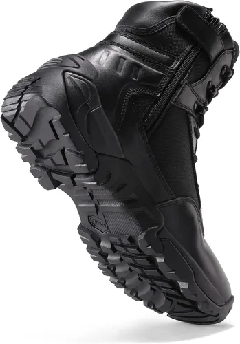 Miniatura 3 de NORTIV 8 Men's Side Zipper Military Tactical Work Boots Leather Motorcycle Combat Boots