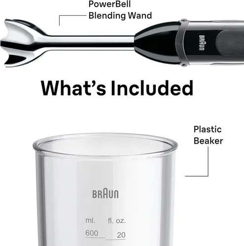 Miniatura 6 de Braun MQ5000 Vario - Batidora de mano de inmersión de 21 velocidades con Turbo Boost, cuchillas de acero inoxidable, control de salpicaduras