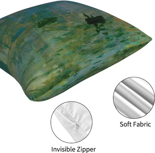 Miniatura 7 de Claude Monet - Juego de 4 fundas de almohada de pintura de 18 x 18 pulgadas, fundas de almohada cuadradas decorativas para sofá, auto
