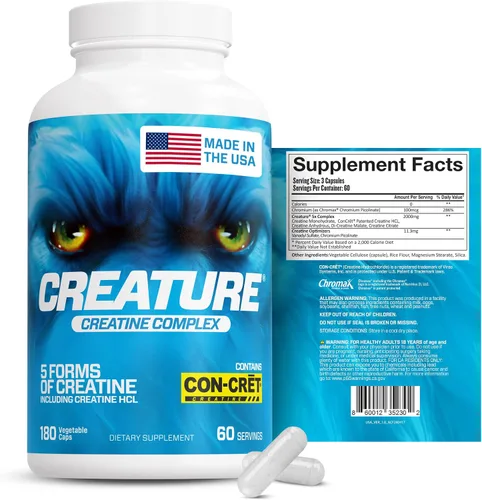 Miniatura 3 de CREATURE® Creatine Complex - Cápsulas de monohidrato de creatina con 5 tipos de creatina, incluyendo Con-Crēt® creatina HCL, promueve los músculos