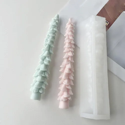 Molde largo para velas de árbol de Navidad, molde de silicona para jabón, cera de soja, resina epoxi, manualidades, fiesta, cena, adornos para