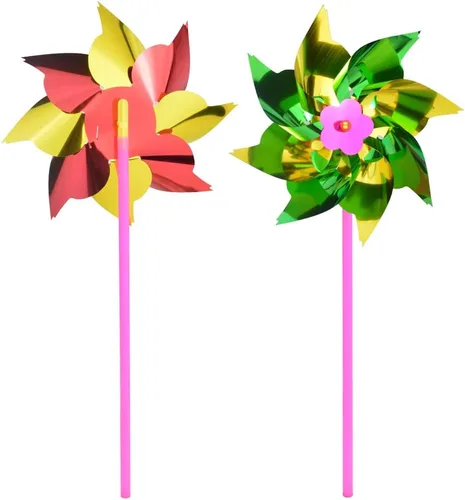Miniatura 6 de 50 molinetes de plástico de arcoíris, molino de viento, molinillos de fiesta, juego de molinetes de bricolaje para decoración de juguetes, jardín