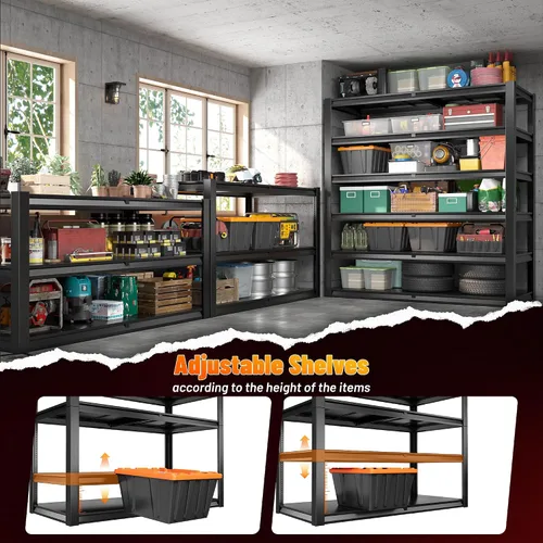 Miniatura 5 de REIBII Estantería de garaje de 84.1 pulgadas de alto, estantes de almacenamiento de 3500 libras resistentes, estantería de metal ajustable de 6