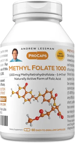 Miniatura 10 de ANDREW LESSMAN Folato de metilo 1000 mg - 120 cápsulas - 1000 mcg de L-metil folato, potentes niveles de vitamina B9 esencial. Apoya la salud