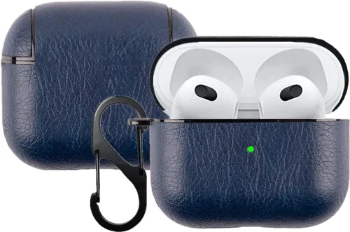 Miniatura 10 de Funda de cuero compatible con AirPods de 3ª generación, totalmente envuelto, portátil, a prueba de golpes, llavero para Apple 3, carga para mujeres