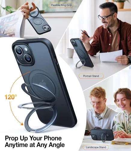 Miniatura 3 de TORRAS Funda magnética con función atril para iPhone 13/iPhone 14 [compatible con MagSafe], soporte resistente y versátil, grado militar, a prueba