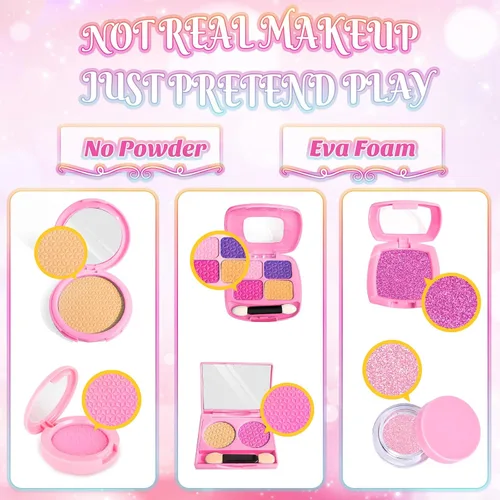 Miniatura 2 de Maquillaje de simulación para niños pequeños, juego de maquillaje de juguete para niños de 3 a 5 años, kit de maquillaje de juguete para niños