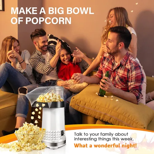 Miniatura 7 de Máquina de palomitas de maíz con taza medidora para derretir mantequilla, máquina de palomitas de maíz rápida y fácil para reuniones familiares, sin