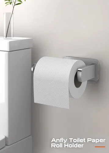 Miniatura 7 de Anfly Soporte de papel higiénico para caravana, soporte de papel higiénico adhesivo de níquel cepillado con 2 ganchos para colgar para cámper, baño
