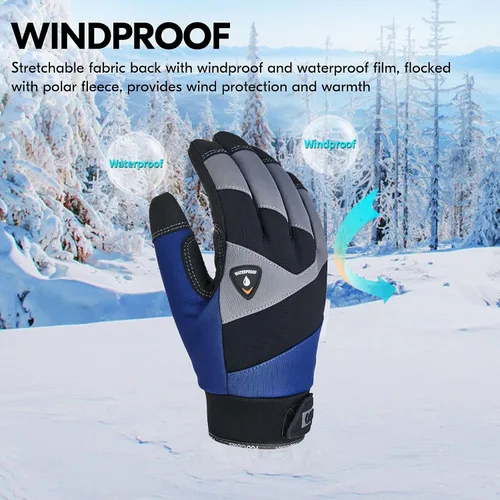 Miniatura 2 de Vgo... -20℃/-4°F COLDPROOF,Winter Work Gloves, Oil Resistant, Water Resistant & Windproof Gloves(Black&Gray,SL7721FW)