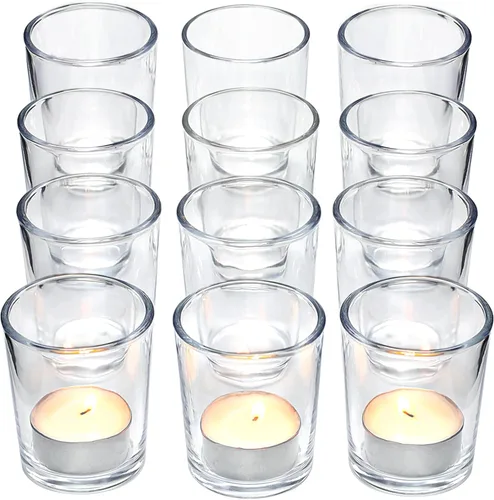 Miniatura 12 de LETINE Clear Glass Tea Light Holders Set of 6 - Votive Candle Holders for Weddings, Events, Home, Bridal Shower, Birthday, Christmas, Party Table