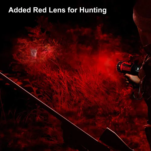 Miniatura 5 de YIERBLUE Foco Recargable con LED de Súper Altos Lúmenes, Linterna de Mano Impermeable IP67 con Filtro de Luz Roja Desmontable, de Larga Duración Rojo