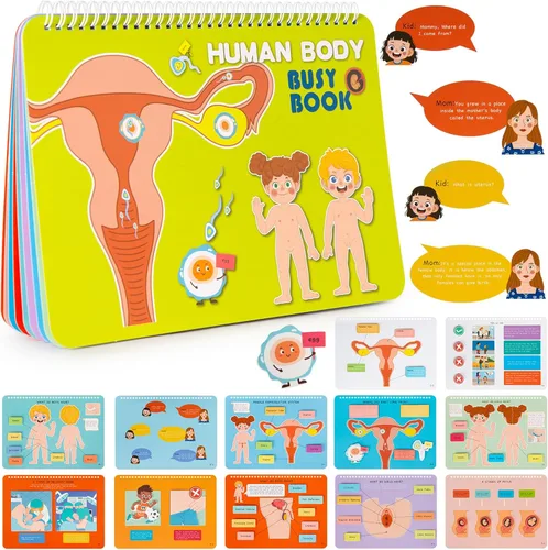 Miniatura 8 de Freebear Libro Ocupado Montessori para Niños, Libro de Anatomía del Cuerpo Humano para Niños Pequeños, Actividades de Aprendizaje Preescolar