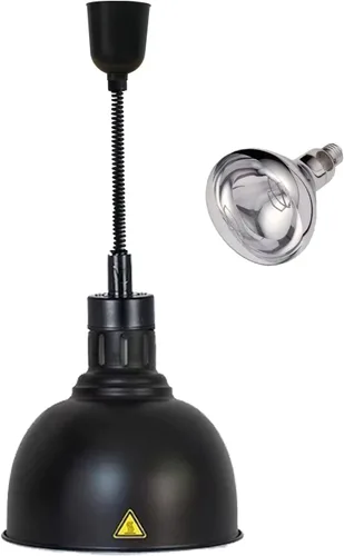 Lámpara colgante de calor de alimentos infrarrojos Calentador de alimentos Fry Luz de calefacción 250W con cable retráctil (Dia25cm Negro))