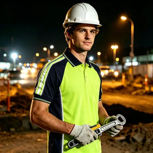 Miniatura 2 de Camisa de seguridad de alta visibilidad, manga corta y larga, polo reflectante, camisetas de trabajo para hombres amarillo-S