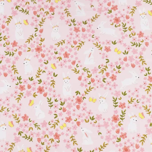 Miniatura 5 de Scientific Sleep Juego de sábanas rosa con flores y conejos de 100% algodón, 3 piezas para cama individual, juego de ropa de cama para niños, bebés