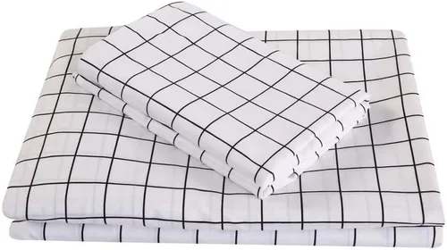 Miniatura 7 de Feelyou Juego de funda de edredón de cuadrícula blanca para niños, tamaño matrimonial, reversible, moderna, geométrica, decoración de habitación
