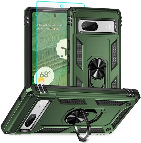 Miniatura 32 de Funda para Pixel 6a, Google Pixel 6A con protector de pantalla HD, [grado militar de 16 pies probada en caídas], anillo protector a prueba de golpes