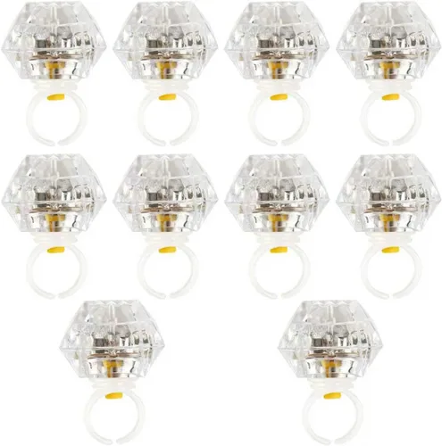 Anillos con luz LED, anillos blancos para cumpleaños, despedida de soltera, despedida de soltera, regalos de fiesta de Gatsby, estuche transparente,