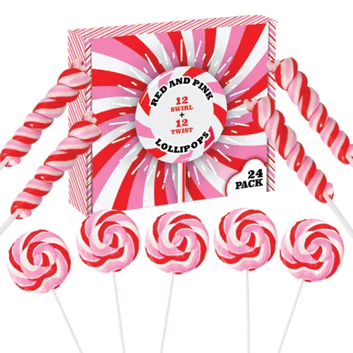 Miniatura 8 de Paletas de caramelo navideñas - 24 paletas festivas envueltas individualmente al por mayor - 18g remolinos y 12g pop retorcido