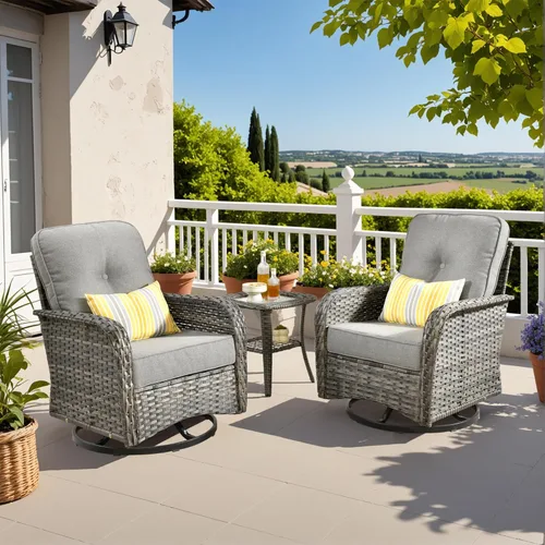Miniatura 36 de CAODOC Juego de muebles de mimbre para patio, 4 piezas, para todo tipo de clima, sofá biplaza y mesa para patio trasero, balcón y terraza